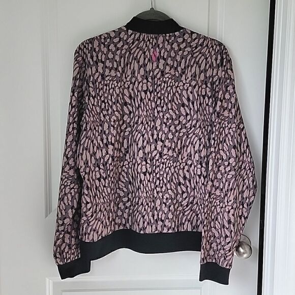 Skechers Cheetah Animal Print Pink Black Lightweight Jacket - Size Large - Picture 3 of 16